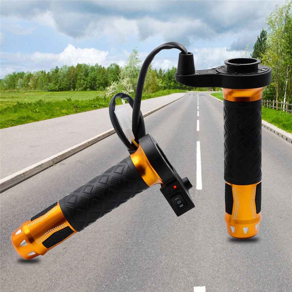 WUPP CS-764 1 Pair Motorcycle Heating Handlebars Aluminum Alloy 12V Electric Heated Handlebar Grips Motorbike Heating Handle Warmers - Gold