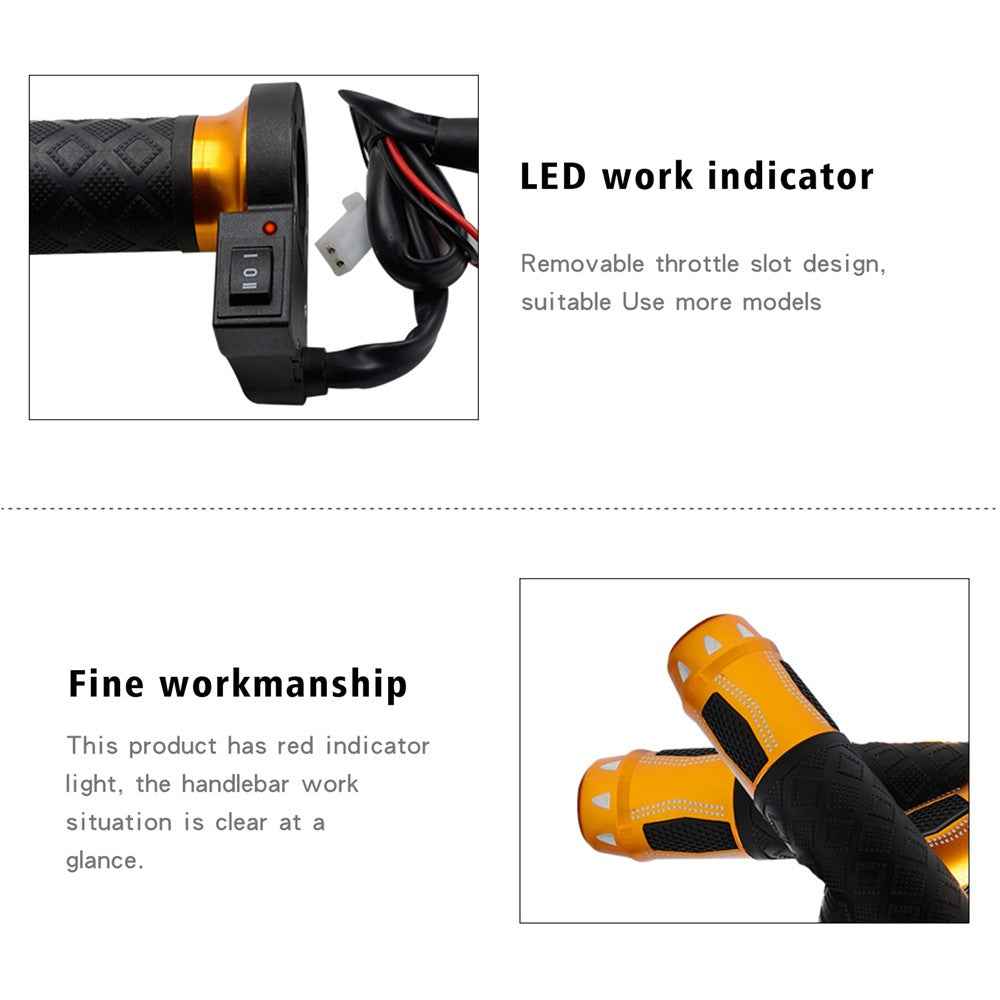 WUPP CS-764 1 Pair Motorcycle Heating Handlebars Aluminum Alloy 12V Electric Heated Handlebar Grips Motorbike Heating Handle Warmers - Gold