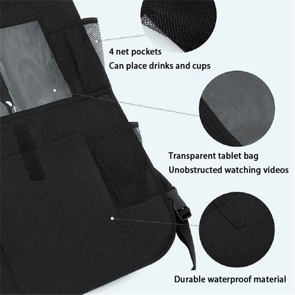BY-1050 Multi-Pocket Car Back Seat Organizer Protector Hanging Storage Bag with Transparent Tablet Pouch