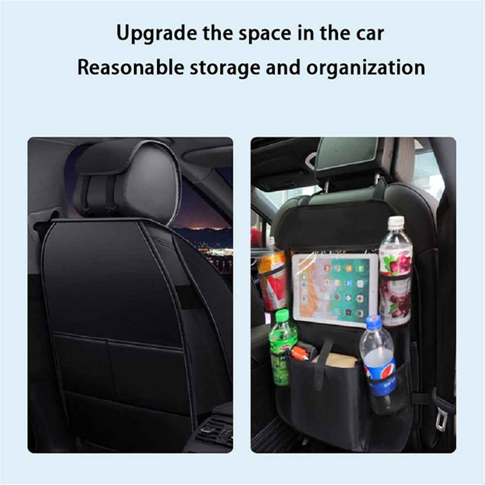 BY-1050 Multi-Pocket Car Back Seat Organizer Protector Hanging Storage Bag with Transparent Tablet Pouch