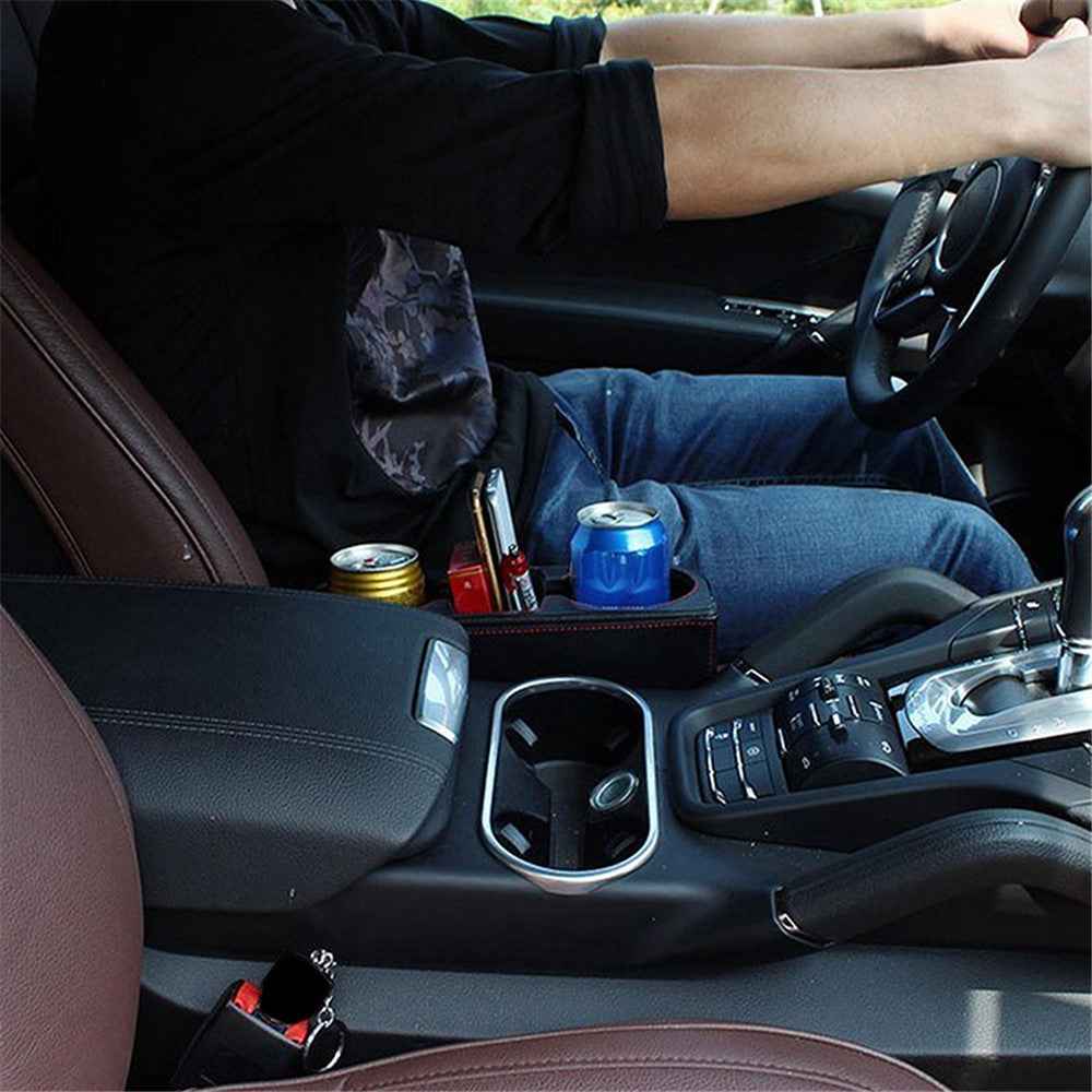 BY-113 Car Drink Holder Universal Auto Seat Side Cup Holder Leather Multifunctional Car Gap Storage Box