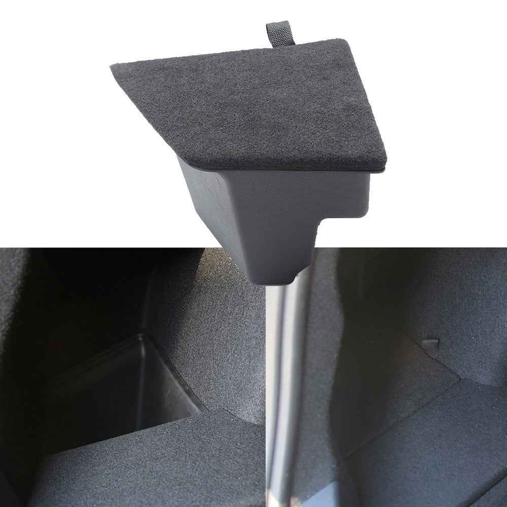 TSLZH658 For Tesla Model 3 Car Rear Trunk Storage Bin TPE Box Organizer with Handle Design Flocking Cover Lid