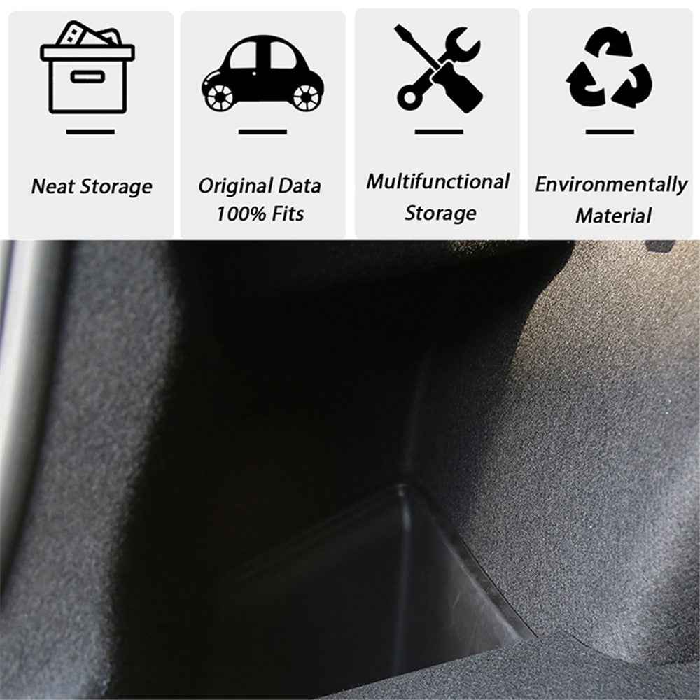 TSLZH658 For Tesla Model 3 Car Rear Trunk Storage Bin TPE Box Organizer with Handle Design Flocking Cover Lid
