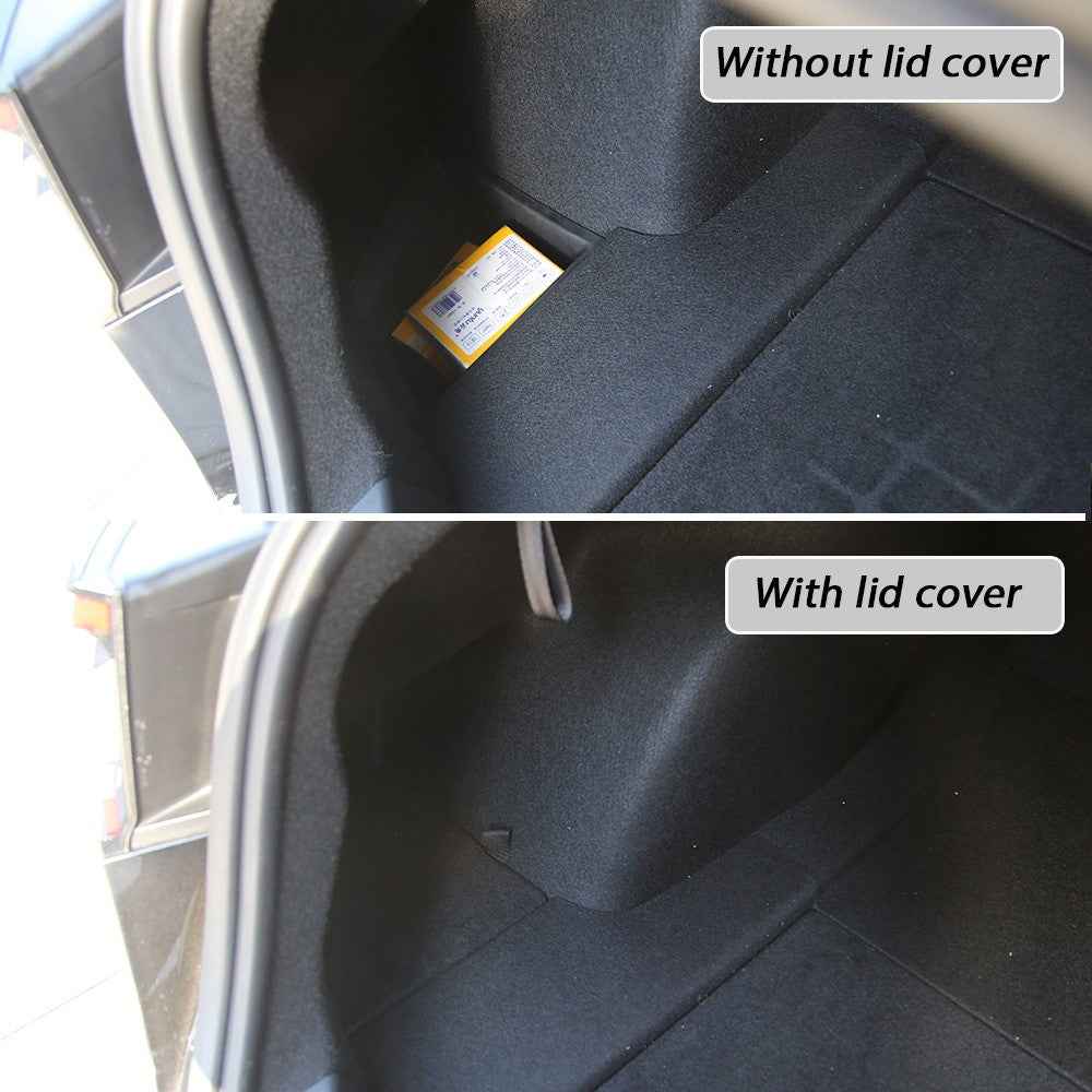TSLZH658 For Tesla Model 3 Car Rear Trunk Storage Bin TPE Box Organizer with Handle Design Flocking Cover Lid