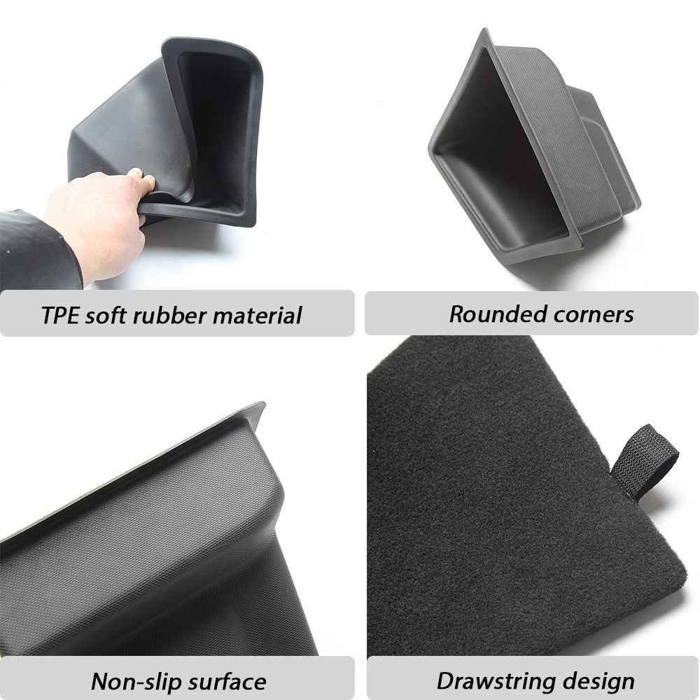 TSLZH658 For Tesla Model 3 Car Rear Trunk Storage Bin TPE Box Organizer with Handle Design Flocking Cover Lid