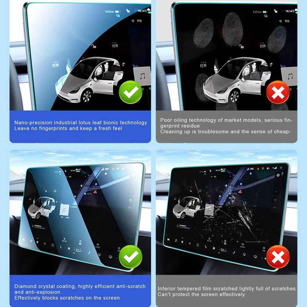 M30117 For Tesla Model 3 / Y In-Dash GPS Screen Film Car Display Navigation Tempered Glass Screen Protector (Anti Blue Light Design)