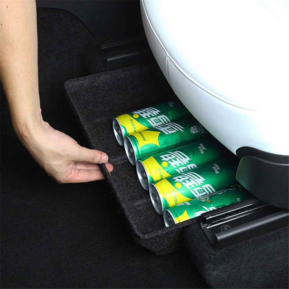 M10343 For Tesla Model Y Car Driver Passenger Underseat Hidden Felt Cloth Organizer Box Under Seat Storage Tray Bin