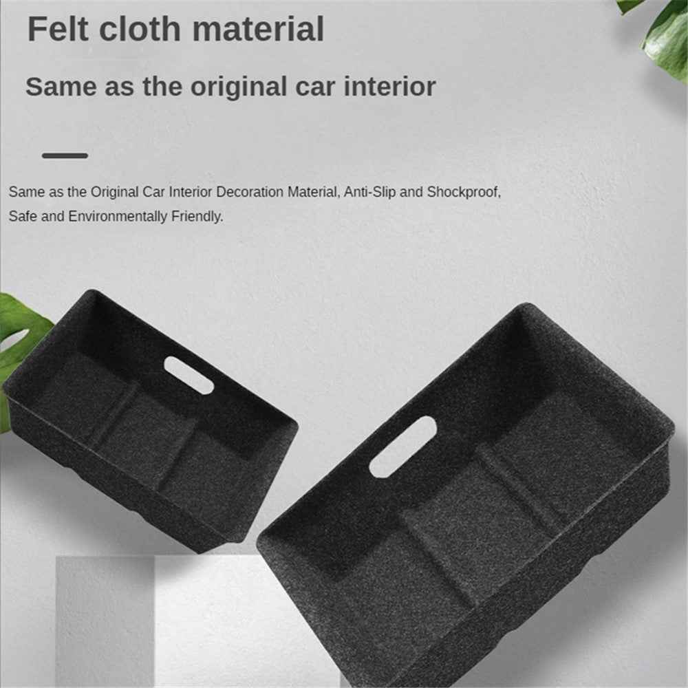 M10343 For Tesla Model Y Car Driver Passenger Underseat Hidden Felt Cloth Organizer Box Under Seat Storage Tray Bin