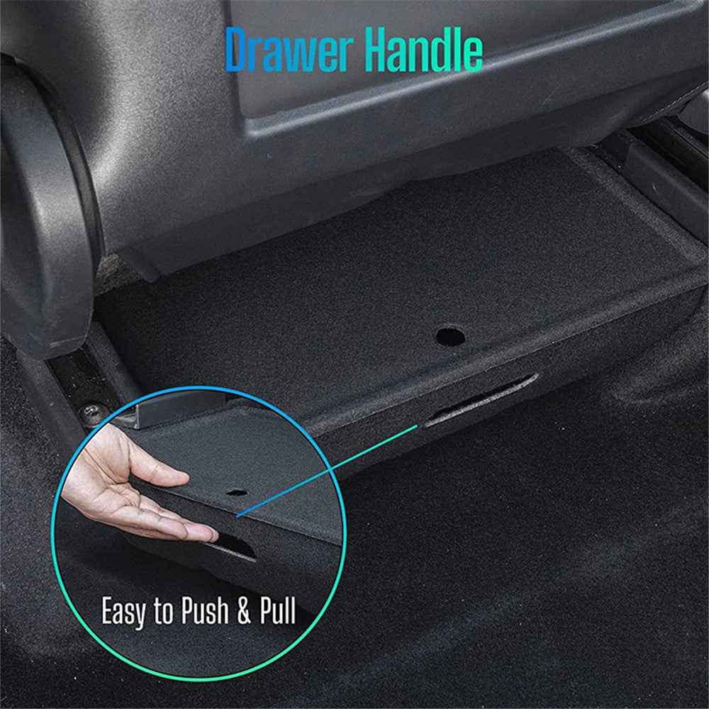 M10343 For Tesla Model Y Under Seat Storage Tray Car Driver Passenger Underseat Hidden Felt Cloth Organizer Box with Lid