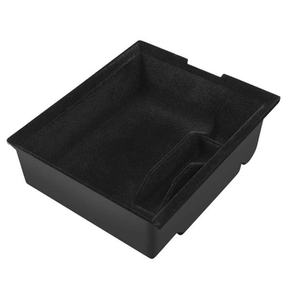 For Tesla Model 3 / Y ABS+Flocking Car Center Control Trash Can Bin Organizer Storage Box Garbage Container - Front