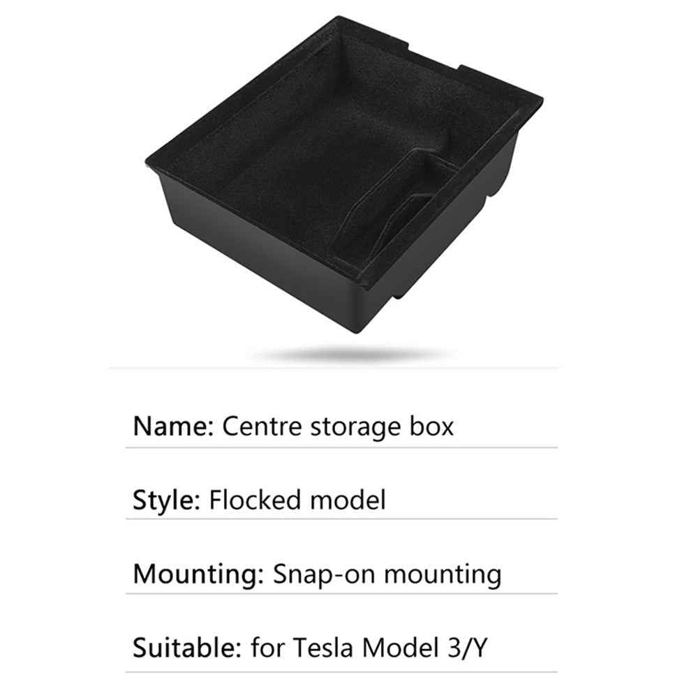 For Tesla Model 3 / Y ABS+Flocking Car Center Control Trash Can Bin Organizer Storage Box Garbage Container - Front