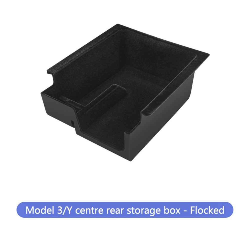 For Tesla Model 3 / Y ABS+Flocking Car Center Control Trash Can Bin Organizer Storage Box Garbage Container - Rear
