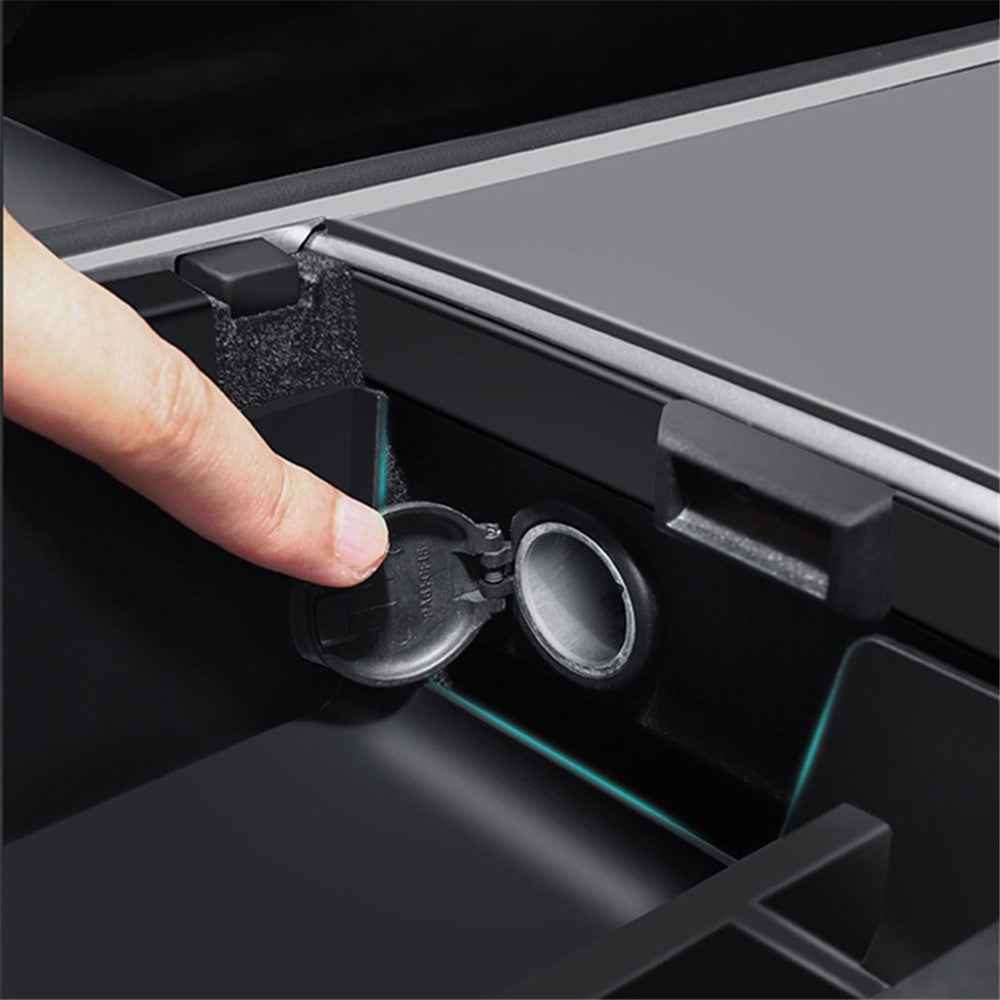For Tesla Model 3 / Y ABS+Flocking Car Center Control Trash Can Bin Organizer Storage Box Garbage Container - Rear