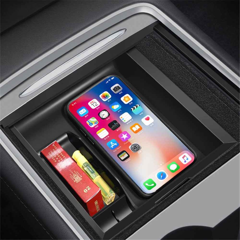 For Tesla Model 3 / Y Car Center Control Organizer ABS Storage Box Trash Can Bin Garbage Container - Front