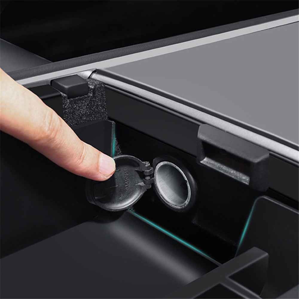 For Tesla Model 3 / Y Car Center Control Organizer ABS Storage Box Trash Can Bin Garbage Container - Rear