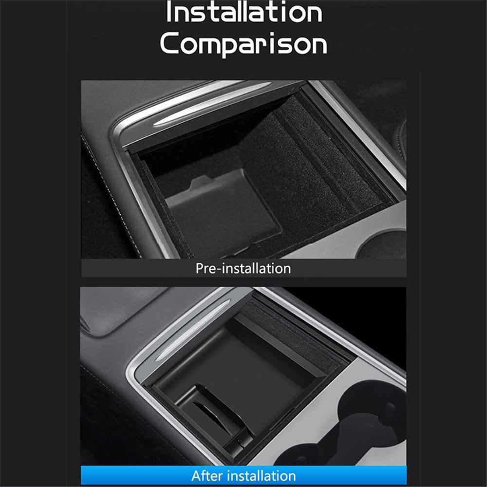 For Tesla Model 3 / Y Car Center Control Organizer ABS Storage Box Trash Can Bin Garbage Container - Rear