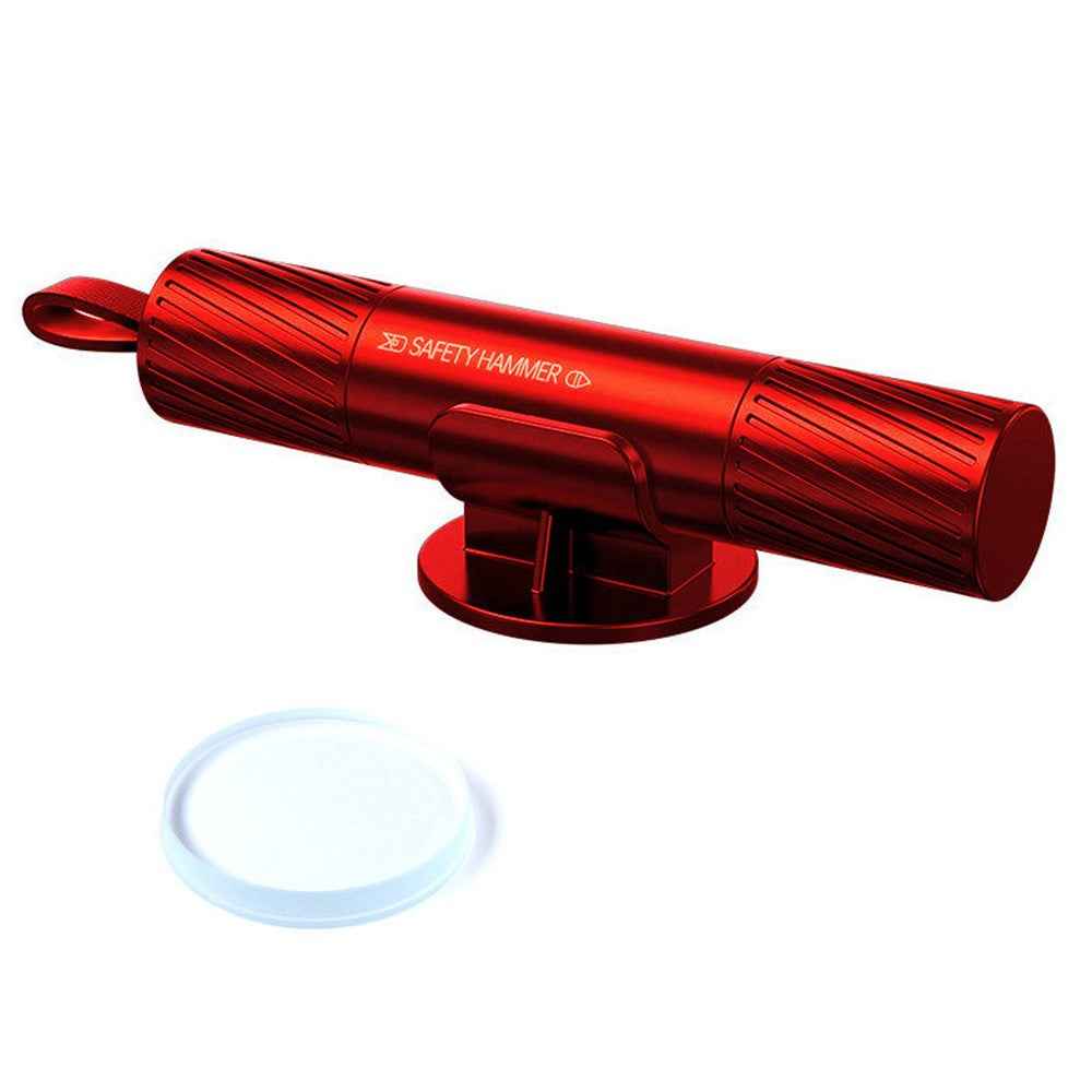 SEAMETAL AC02 Stripe Pattern Car Window Breaker 2-in-1 Metal Hammer + Seat Belt Cutter Car Safety Escape Hammer - Red