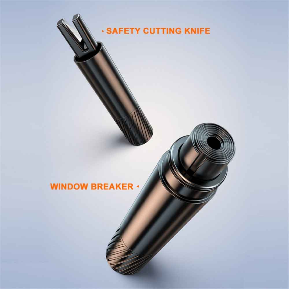 SEAMETAL AC02 Stripe Pattern Car Window Breaker 2-in-1 Metal Hammer + Seat Belt Cutter Car Safety Escape Hammer - Red