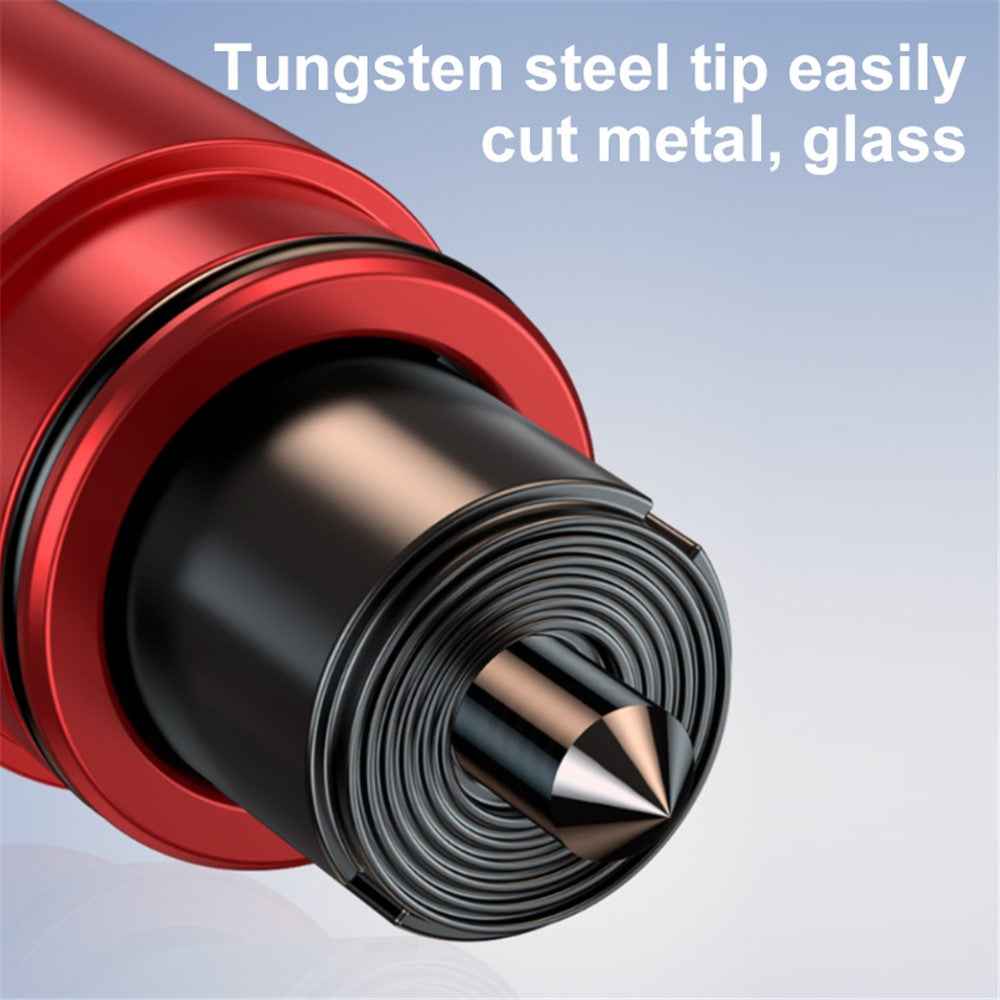 SEAMETAL AC02 Stripe Pattern Car Window Breaker 2-in-1 Metal Hammer + Seat Belt Cutter Car Safety Escape Hammer - Red