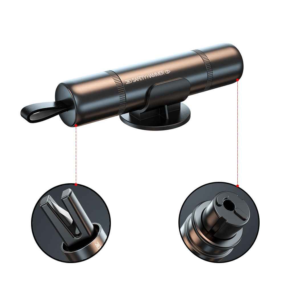 SEAMETAL AC01 Metal Car Window Breaker 2-in-1 Safety Hammer + Seat Belt Cutter Car Portable Escape Hammer - Black