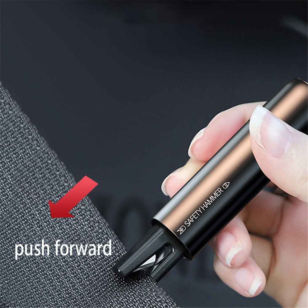 SEAMETAL AC01 Metal Car Window Breaker 2-in-1 Safety Hammer + Seat Belt Cutter Car Portable Escape Hammer - Black