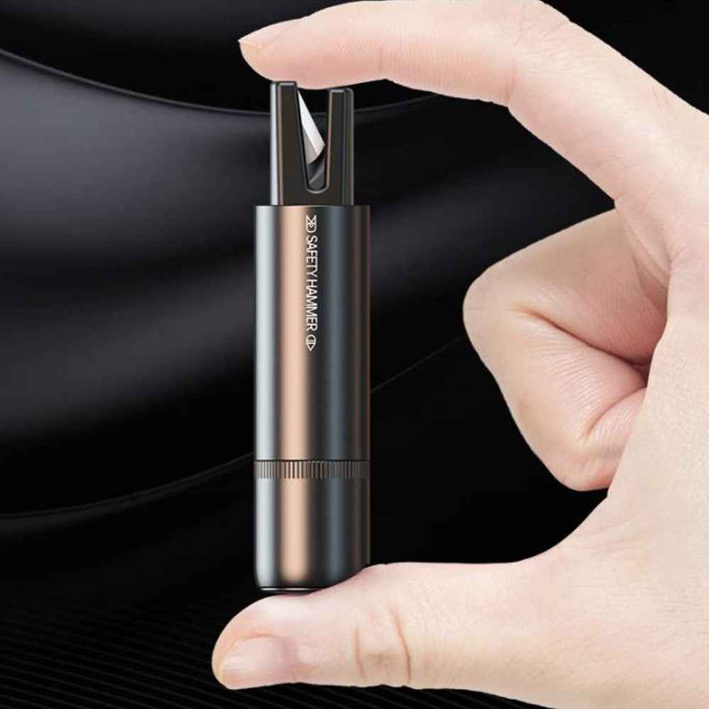 SEAMETAL AC01 Metal Car Window Breaker 2-in-1 Safety Hammer + Seat Belt Cutter Car Portable Escape Hammer - Black