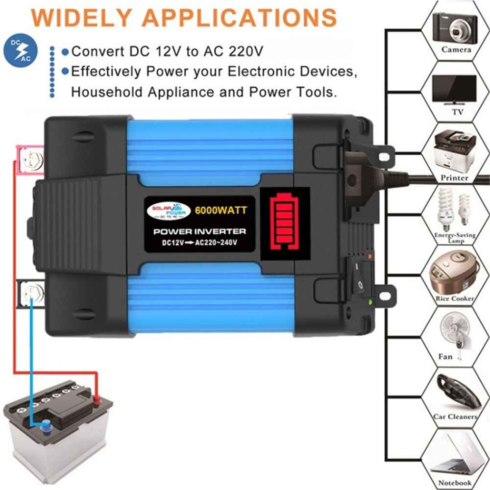 SOLIKETECH 500W Car Inverter Converter LED Battery Display 12V-220V Power Inverter with Cigarette Lighter Cable