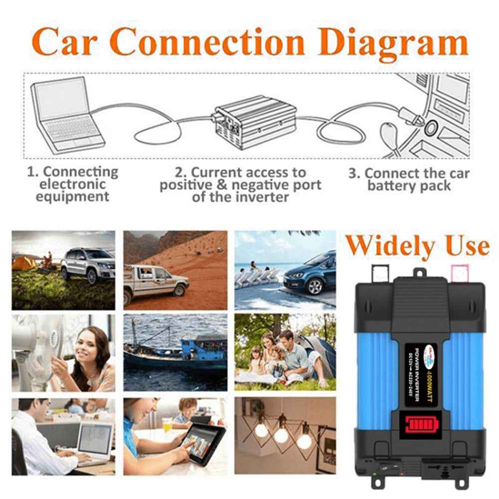 SOLIKETECH 300W Car Power Inverter with Cigarette Lighter Cable, LED Battery Display 12V-220V Power Inverter Converter