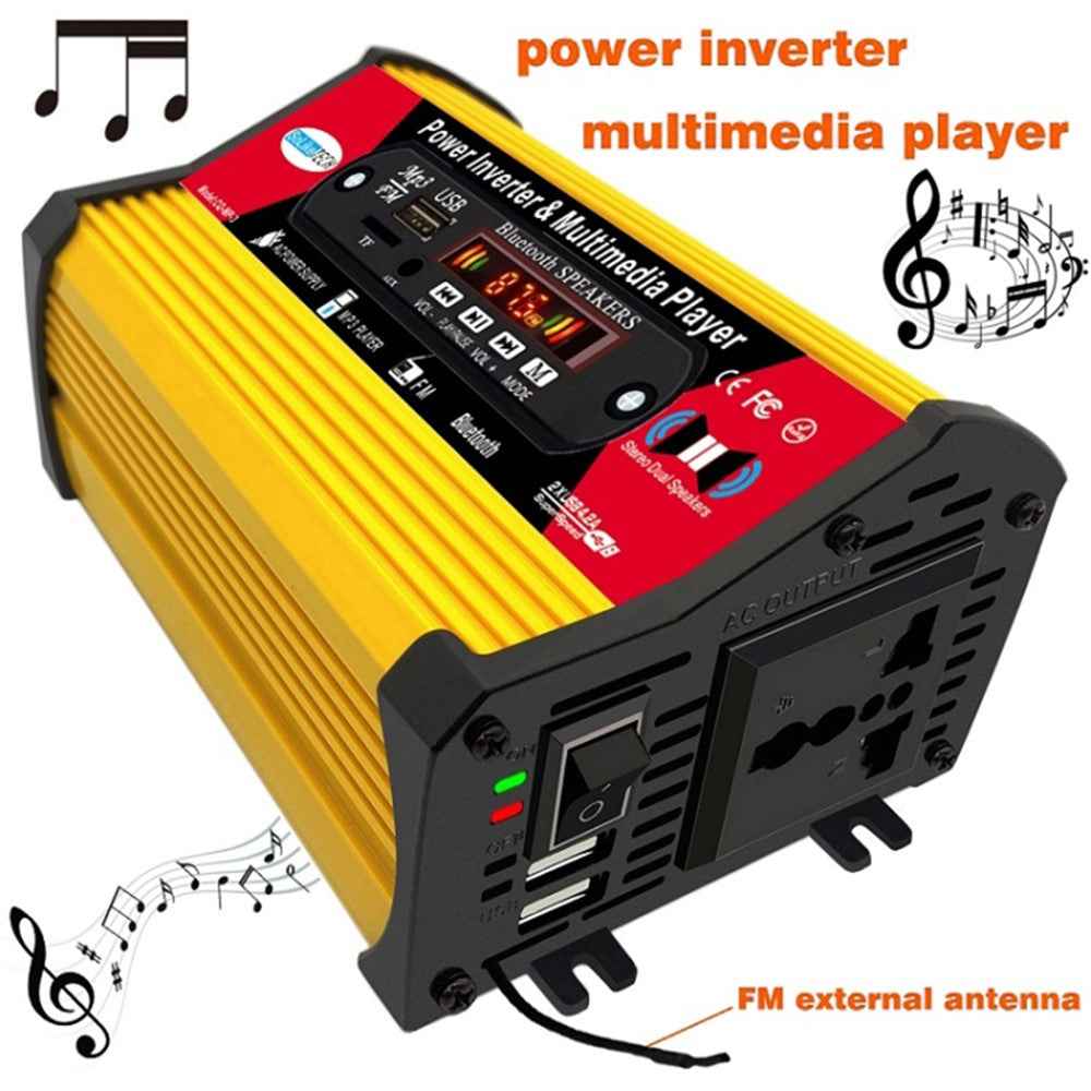 SOLIKETECH 300W 12V-110V Car Power Inverter with Bluetooth / MP3 / FM Multimedia Player Mini Inverter Converter - Yellow Shell