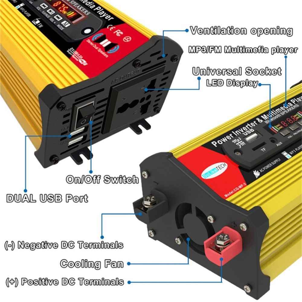 SOLIKETECH 300W 12V-110V Car Power Inverter with Bluetooth / MP3 / FM Multimedia Player Mini Inverter Converter - Yellow Shell