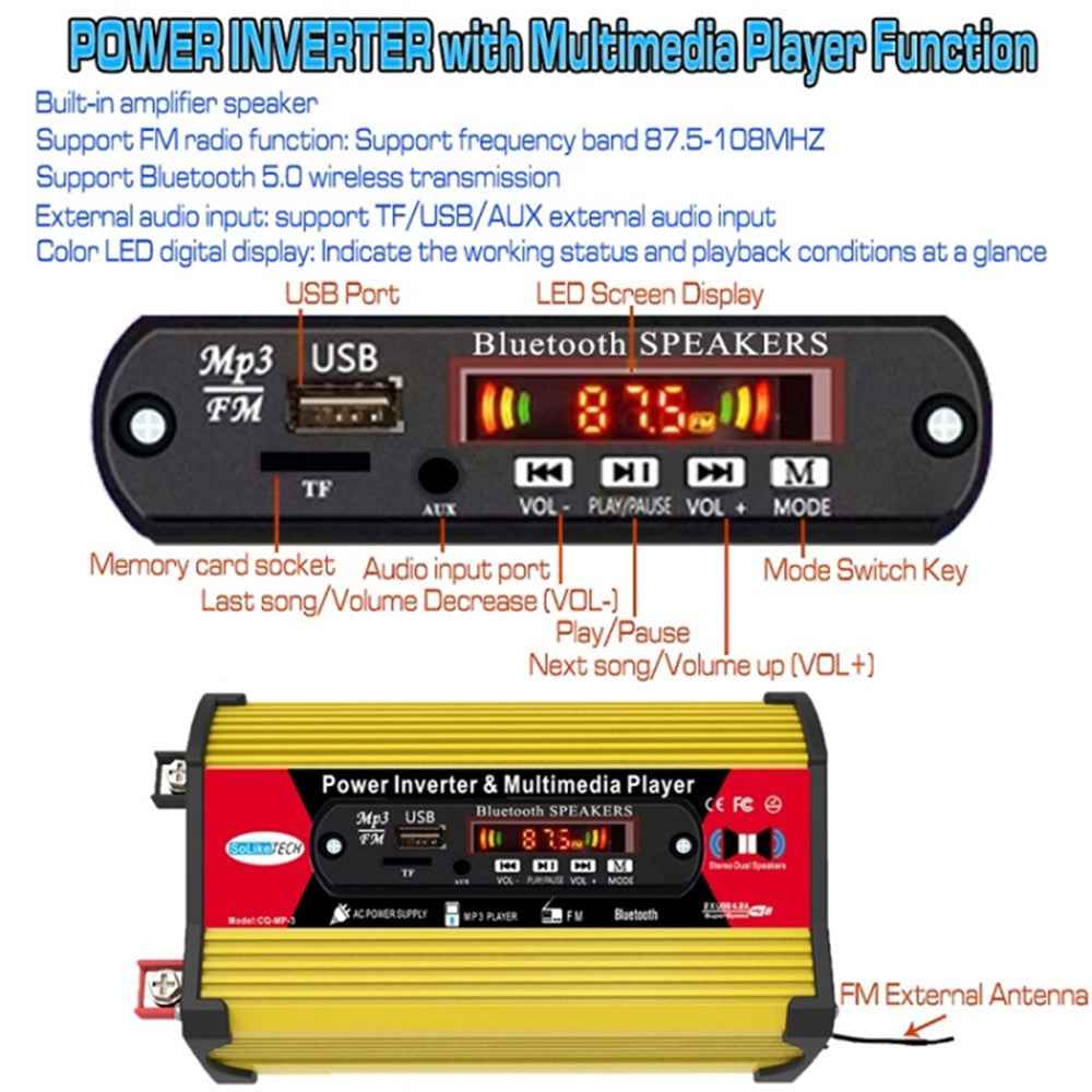 SOLIKETECH 300W 12V-110V Car Power Inverter with Bluetooth / MP3 / FM Multimedia Player Mini Inverter Converter - Yellow Shell