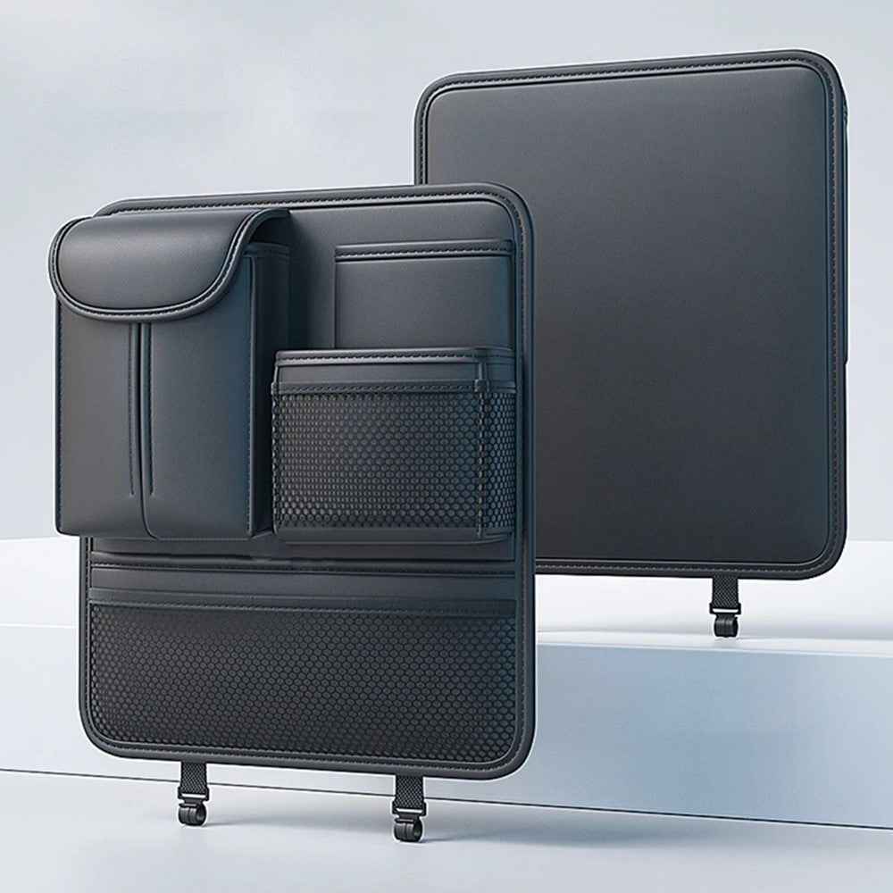 Car Back Seat Organizer Multi Pockets Hanging Leather Waterproof Storage Bag for Holding Phone Tablet Drink Sundries - Green