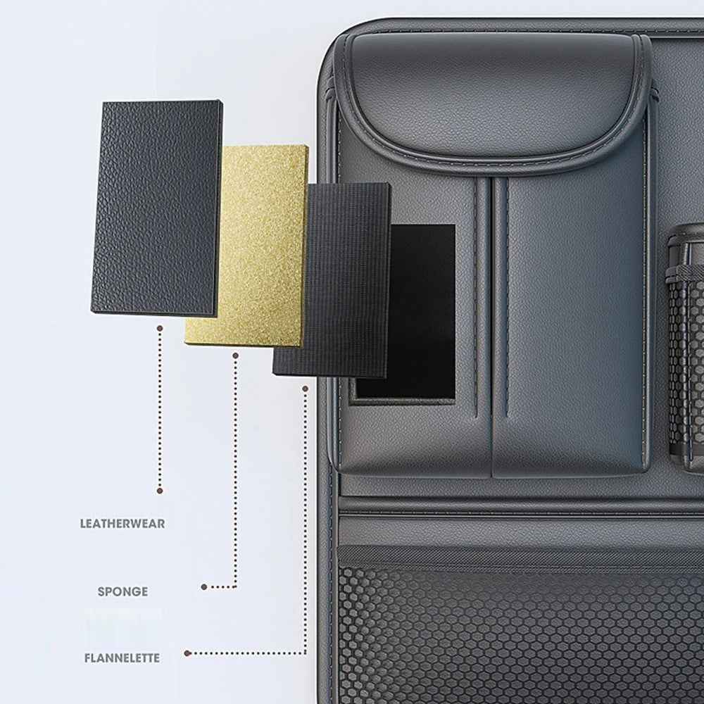 Car Back Seat Organizer Multi Pockets Hanging Leather Waterproof Storage Bag for Holding Phone Tablet Drink Sundries - Green