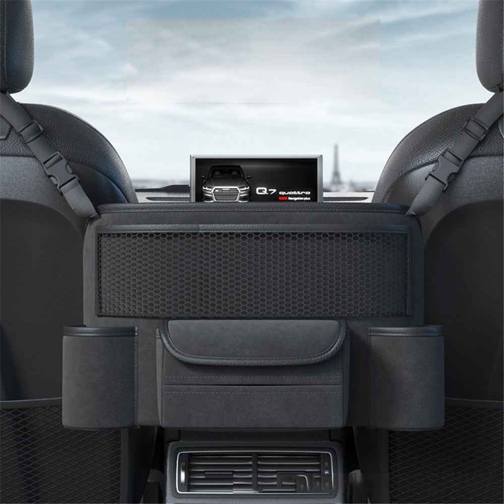 AUTOCOLOR Car Middle Seat Organizer Vehicle Central Control Handbag Water Bottle Storage Bag - Black
