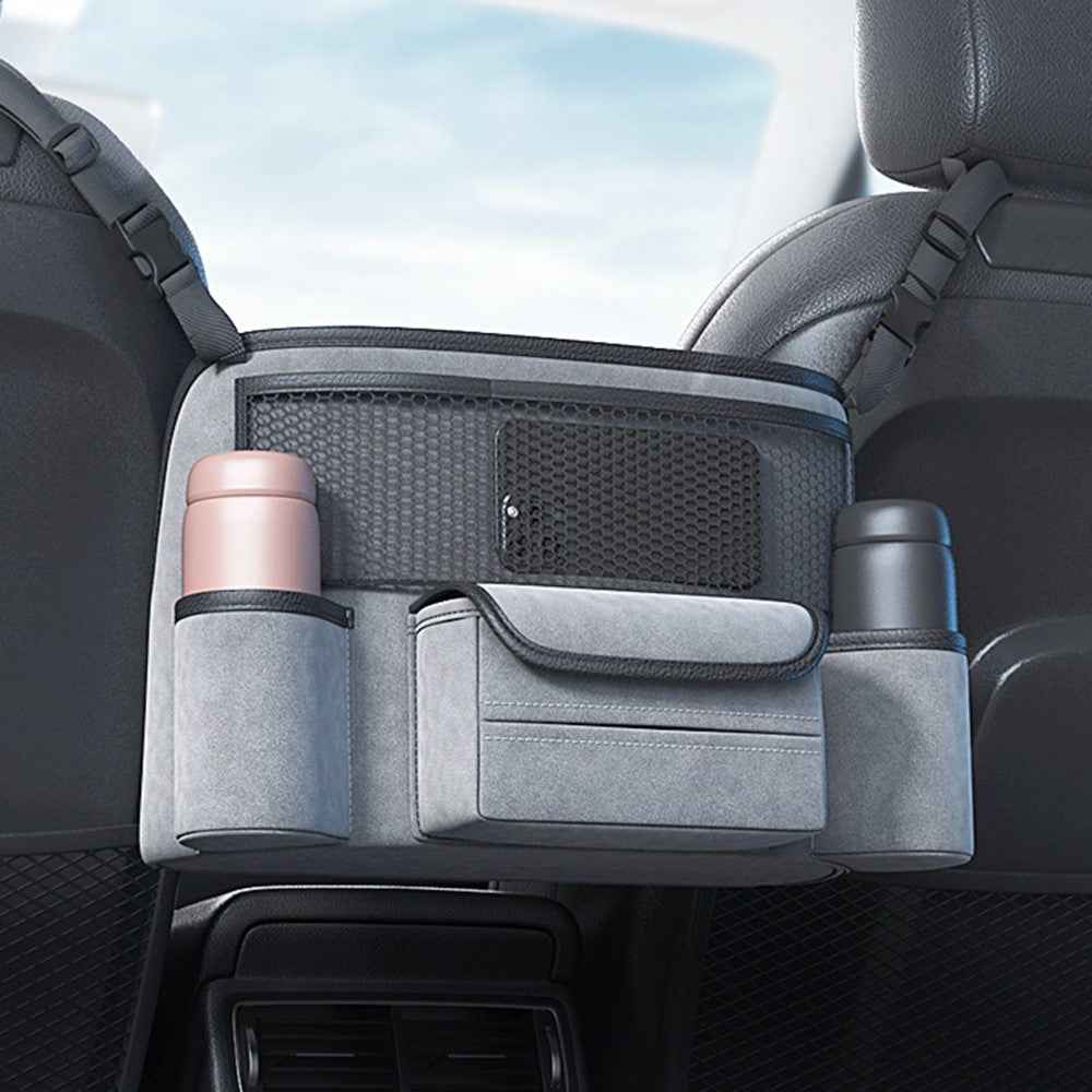 AUTOCOLOR Car Middle Seat Organizer Vehicle Central Control Handbag Water Bottle Storage Bag - Black