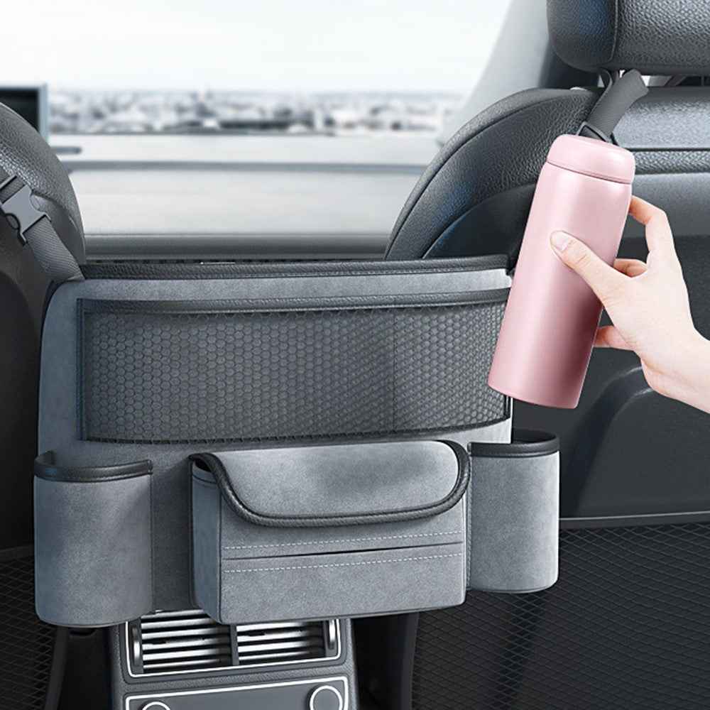 AUTOCOLOR Car Middle Seat Organizer Vehicle Central Control Handbag Water Bottle Storage Bag - Black