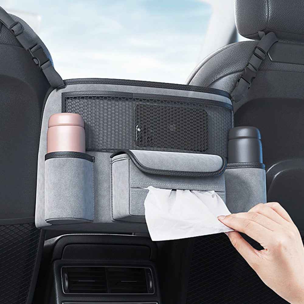 AUTOCOLOR Car Middle Seat Organizer Vehicle Central Control Handbag Water Bottle Storage Bag - Black
