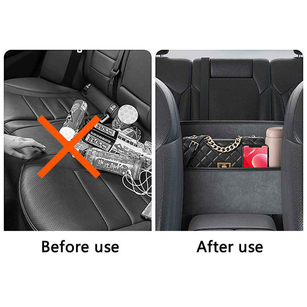 AUTOCOLOR Car Middle Seat Organizer Vehicle Central Control Handbag Water Bottle Storage Bag - Black