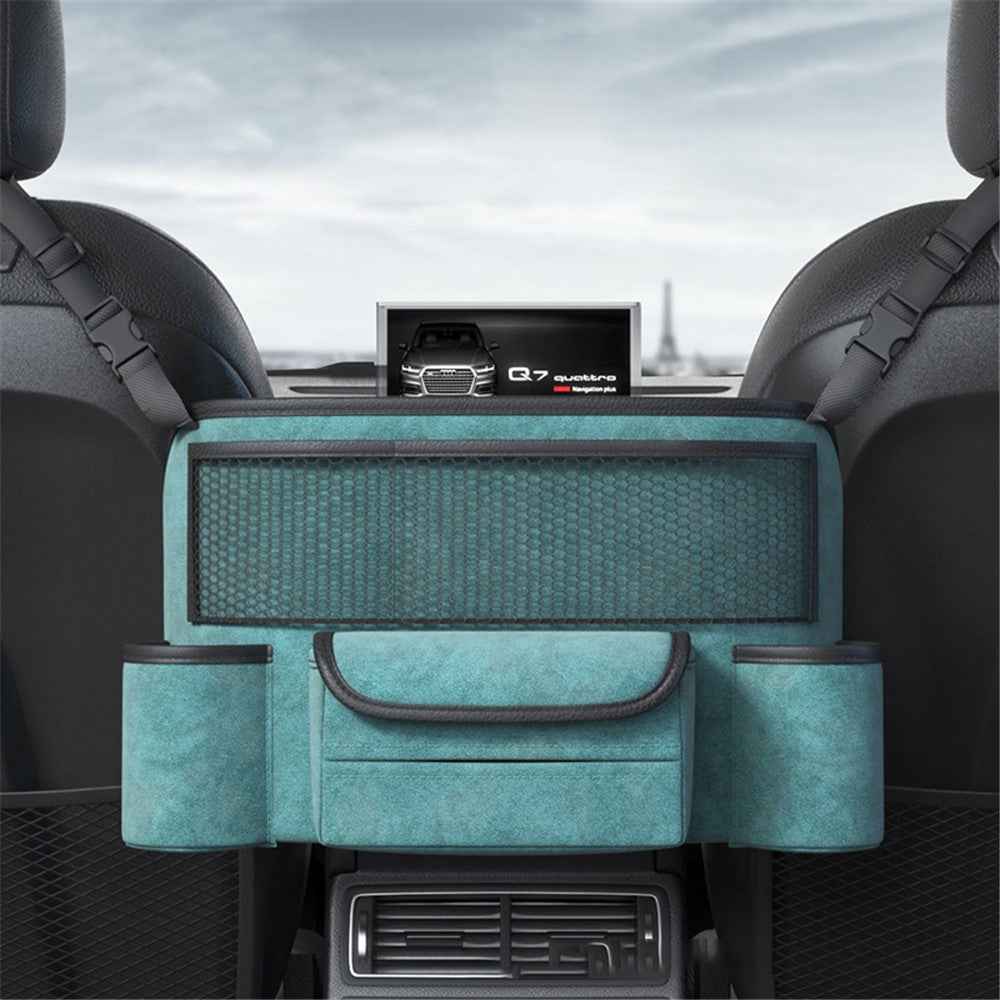 AUTOCOLOR Car Middle Seat Organizer Vehicle Central Control Handbag Water Bottle Storage Bag - Green
