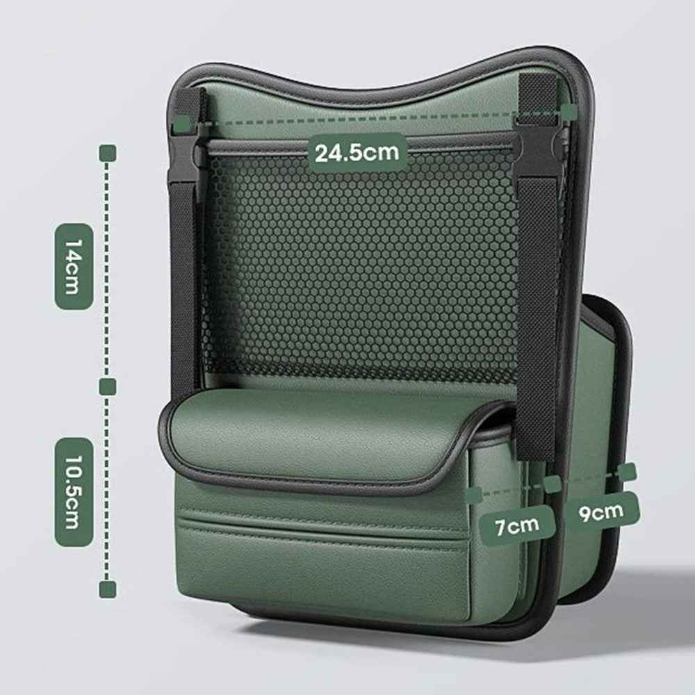 Leather Car Middle Seat Organizer Waterproof Car Central Control Phone Sundries Storage Bag - Green