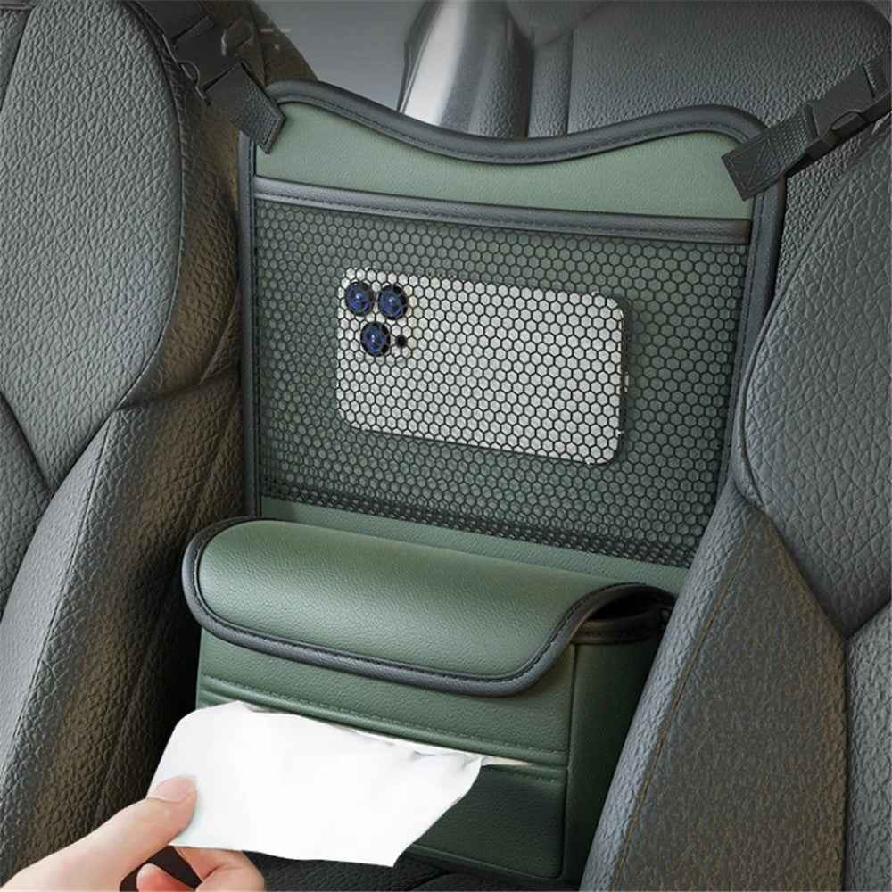 Leather Car Middle Seat Organizer Waterproof Car Central Control Phone Sundries Storage Bag - Brown