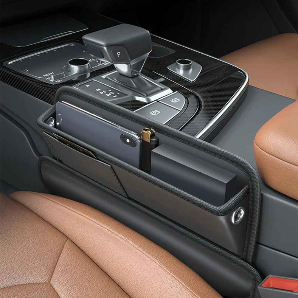 AUTOCOLOR Car Side Seat Gap Crevice Storage Box Pocket Key Phone Holder