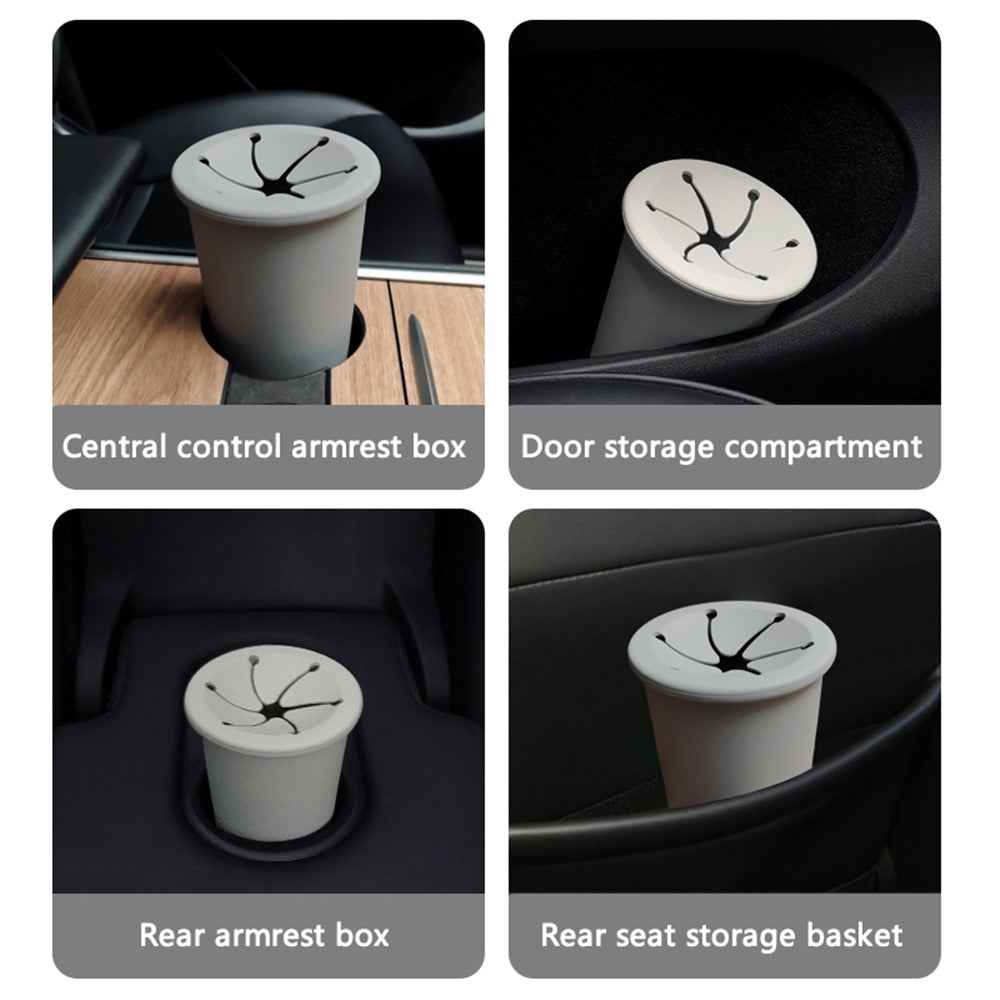 Car Trash Can Garbage Holder Vehicle Door Cup Holder Seat Back Silicone Trash Bin Dustbin - Grey
