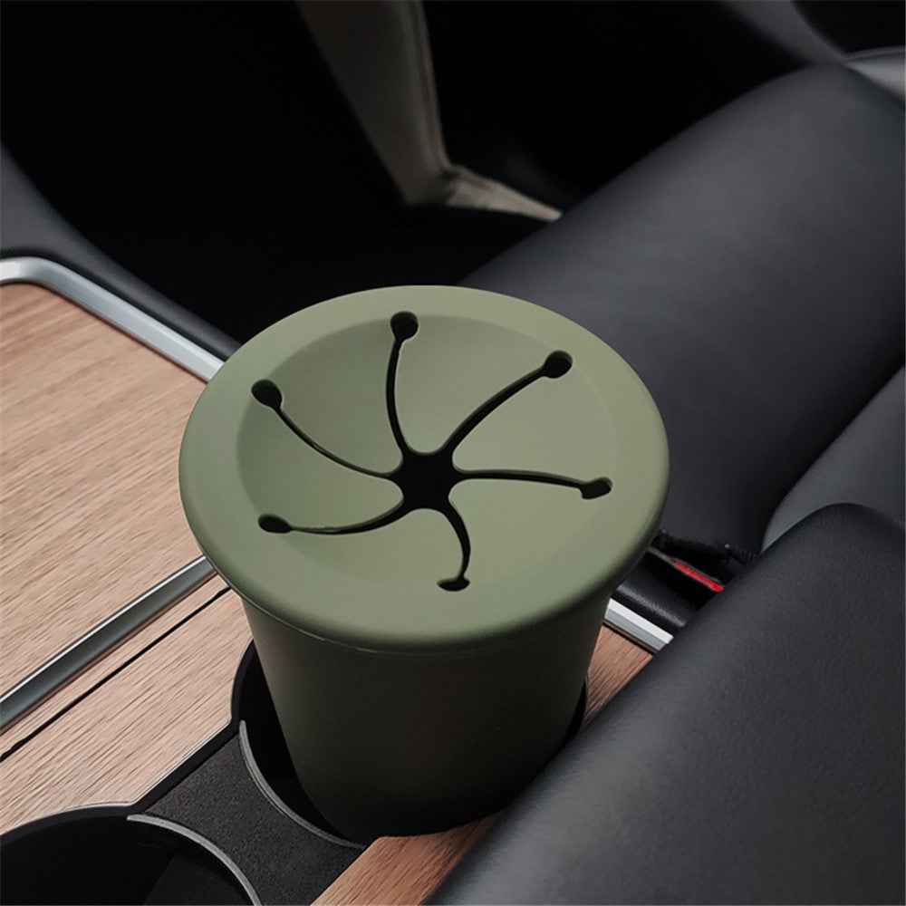 Car Trash Can Garbage Holder Vehicle Door Cup Holder Seat Back Silicone Trash Bin Dustbin - Green