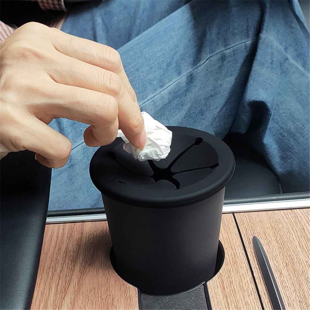 Car Trash Can Garbage Holder Vehicle Door Cup Holder Seat Back Silicone Trash Bin Dustbin - Green