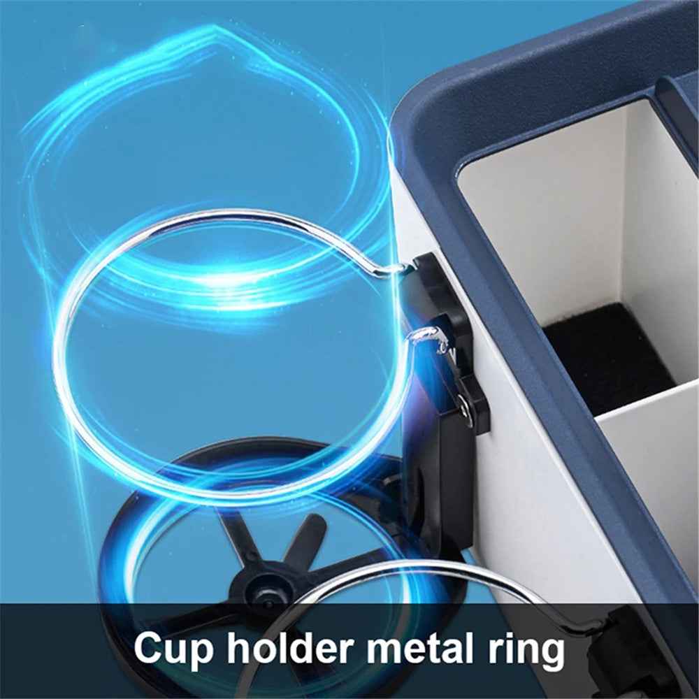 BY-1139 Vehicle Tissue Box Car Armrest Box ABS Sundries Storage Box with 2 Bottle Holder - Grey+White