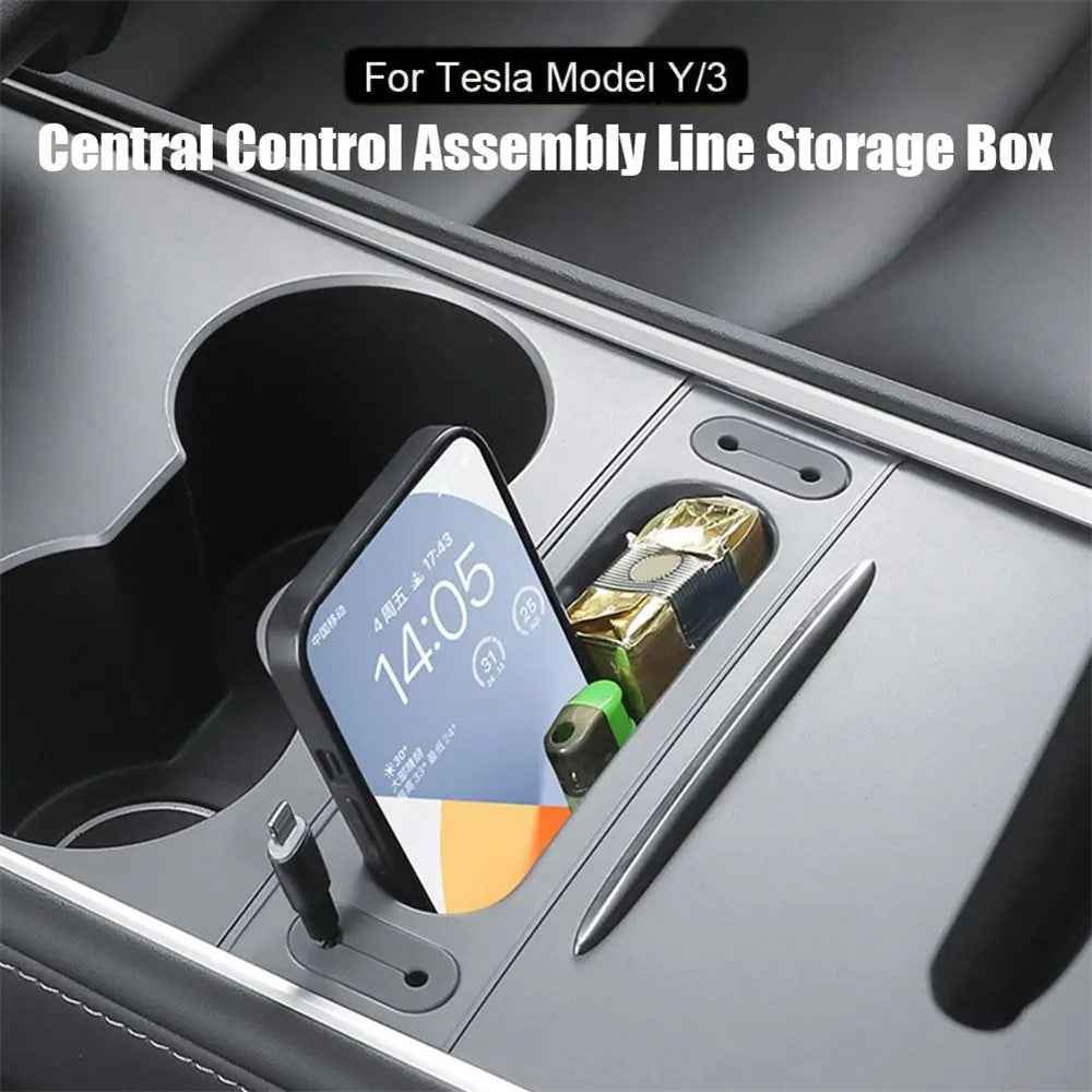 TSL988 For Tesla Mode 3 / Y Center Console Data Cable Cell Phone Storage Box