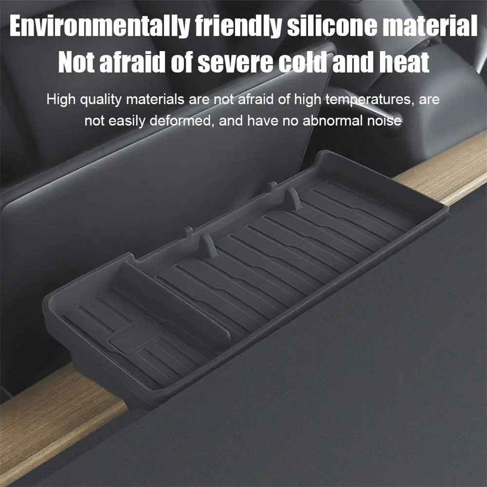 TSL806 For Model Y  /  3 Silicone Car ETC Behind Screen Storage Box Tray - Black