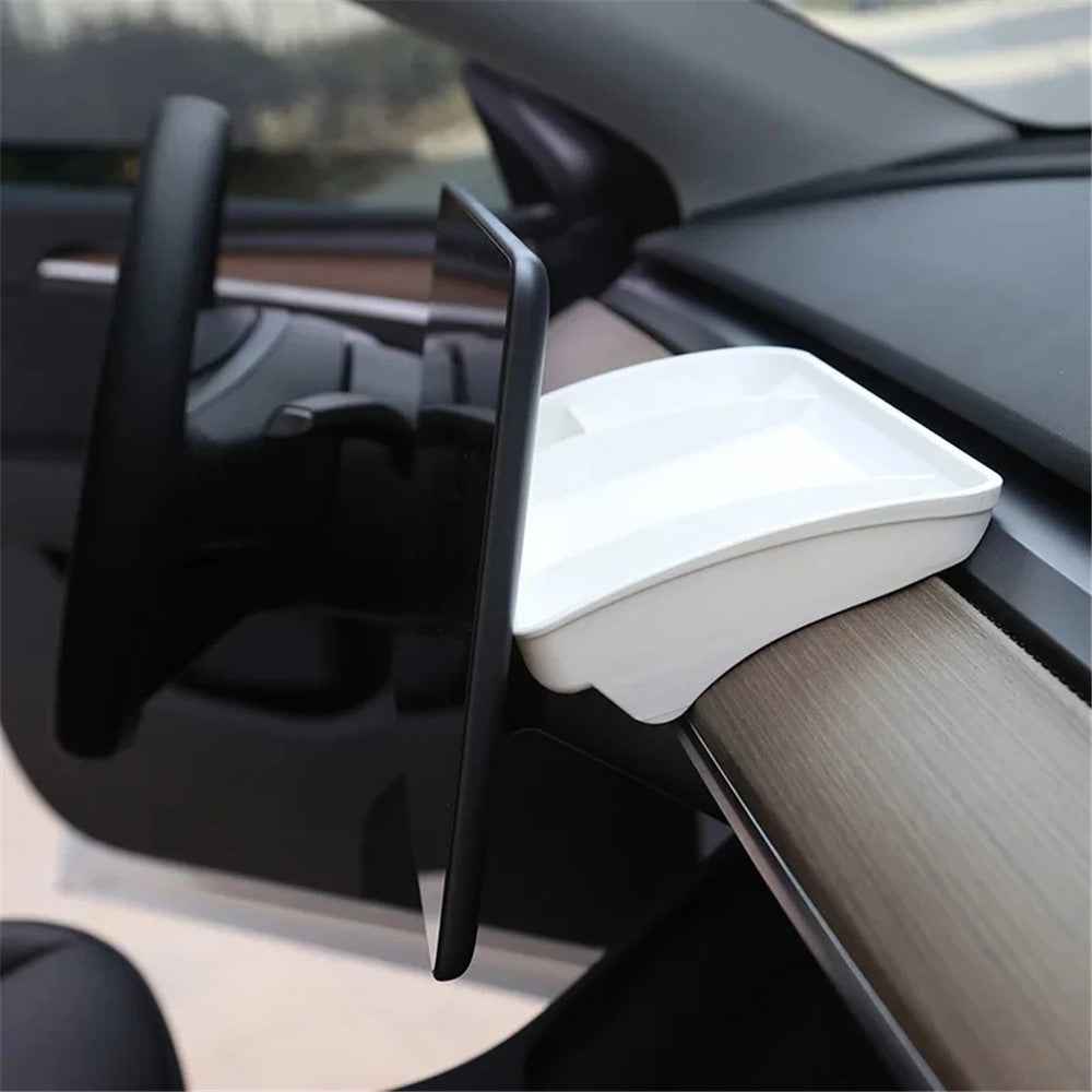 TSL248 For Model Y / 3 TPE Box Car Behind Screen ETC Storage Tray - White