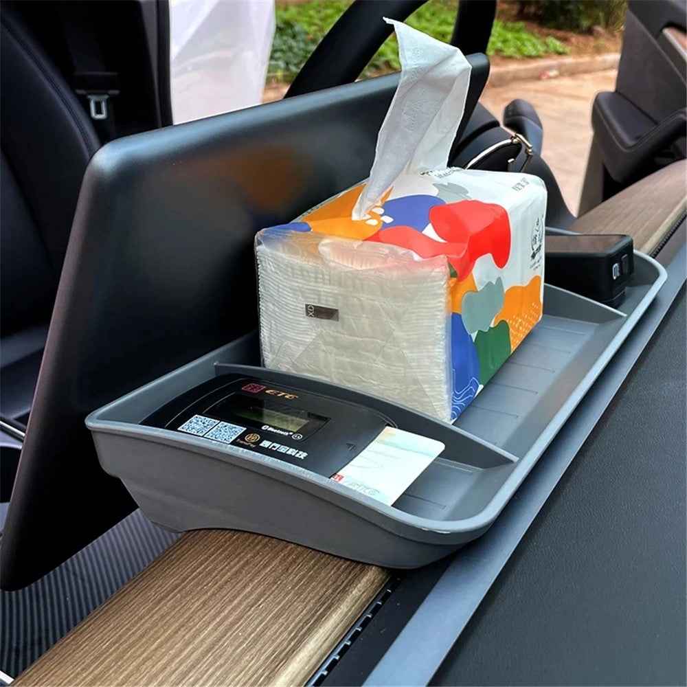 TSL248 For Model Y / 3 TPE Box Car Behind Screen ETC Storage Tray - White